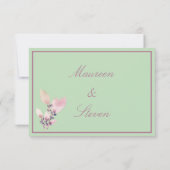 Blumengrün und Mauve Wedding Dankeskarte (Rückseite)