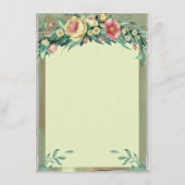 Blumengrün und rosa Hochzeitsmenü für Wasserfarben Menükarte (Rückseite)