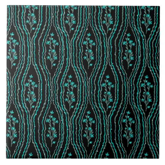 Blumengrün und Schwarz Fliese (Vorderseite)