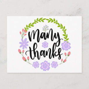 Blumengrün und violette Blumen - herzlichen Dank a Postkarte