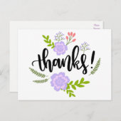 Blumengrün und violette Blumen - herzlichen Dank a Postkarte (Vorne/Hinten)