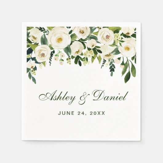 Blumengrün und Weiß Serviette (Vorderseite)