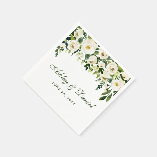 Blumengrün und Weiß Serviette (Ecke)