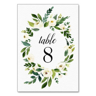 Blumengrün Vintage-Hochzeitstisch-Nummernkarten Tischnummer
