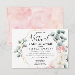Blumengrün Virtual Baby Dusche Einladung