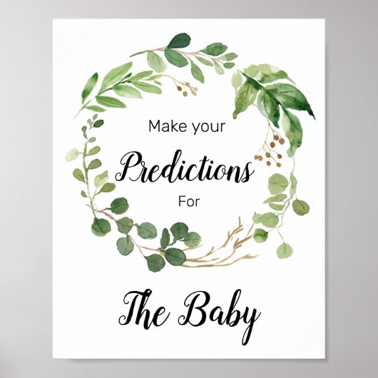 Blumengrün Vorhersagen für Babyzeichen Poster (Vorne)