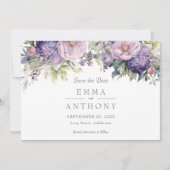 Blumengrün Wasserfarbe Lavendel Salbei Hochzeit Save The Date (Vorderseite)