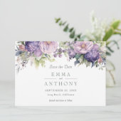 Blumengrün Wasserfarbe Lavendel Salbei Hochzeit Save The Date (Stehend Vorderseite)