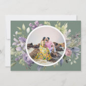 Blumengrün Wasserfarbe Lavendel Salbei Hochzeit Save The Date (Rückseite)