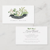 Blumengrün Wasserfarben Farbband Visitenkarte (Vorne/Hinten)