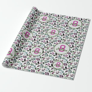 Blumengrün Wasserfarben Muster Geburtsname Geschenkpapier