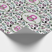 Blumengrün Wasserfarben Muster Geburtsname Geschenkpapier (Ecke)