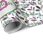 Blumengrün Wasserfarben Muster Geburtsname Geschenkpapier (Rolleneckpunkt)