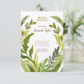 Blumengrün Watercolor Brautparty Einladung (Stehend Vorderseite)