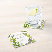 Blumengrün Watercolor Brautparty Rechteckiger Pappuntersetzer (Vor Ort)