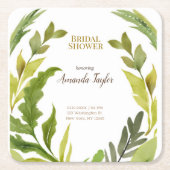 Blumengrün Watercolor Brautparty Rechteckiger Pappuntersetzer (Vorderseite)