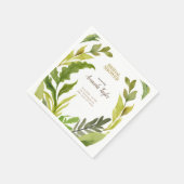 Blumengrün Watercolor Brautparty Serviette (Ecke)