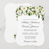 Blumengrün-weiße Hochzeit - Einladung B (Vorne/Hinten)