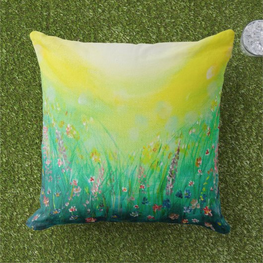 Blumengrün Wildblumen Kissen (Gras)