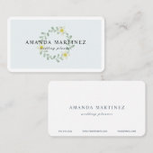 Blumengrün - Wreath Light Blue Business Card Visitenkarte (Vorne/Hinten)