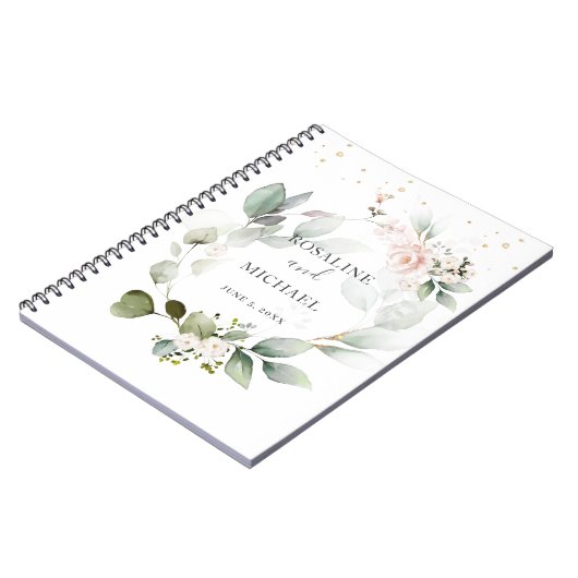 Blumengrün Wreath Wedding Notizblock (Linke Seite)