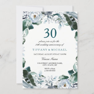 Blumengrün zum 30. Hochzeitstag Einladung