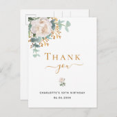 Blumengrün zum Geburtstag Eukalyptus vielen Dank Postkarte (Vorne/Hinten)