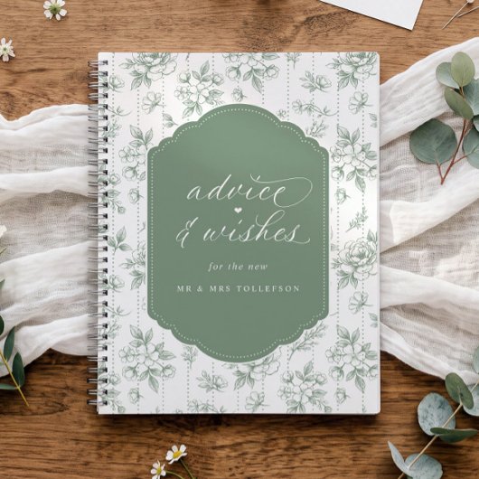 Blumengrüner Hochzeitswunsch-Gästebuch Notizblock