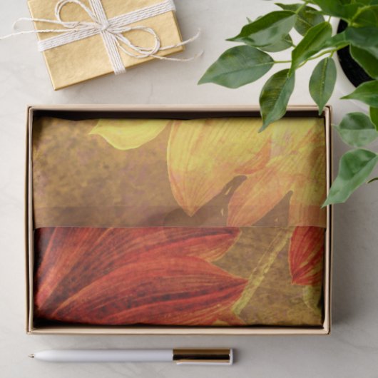 Blumengrunge Orange Dekoupage Tissue Paper Seidenpapier (Geschenk)