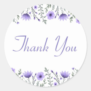 Blumengrüße bei der Hochzeit von Purple Flowers Runder Aufkleber