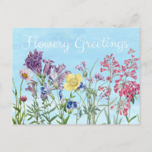 Blumengrüße Florale Illustration Postkarte