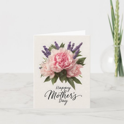 Blumengrüße "Tag der glücklichen Mutter" Feiertagskarte (Vorderseite)
