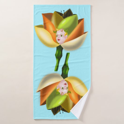 Blumengürtel Blauer Badehandtuch - individuell anp (Badehandtuch)