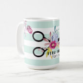 Blumenhaar-Stylist Gold-Schere & Beauty gestreift Kaffeetasse (Vorderseite Links)