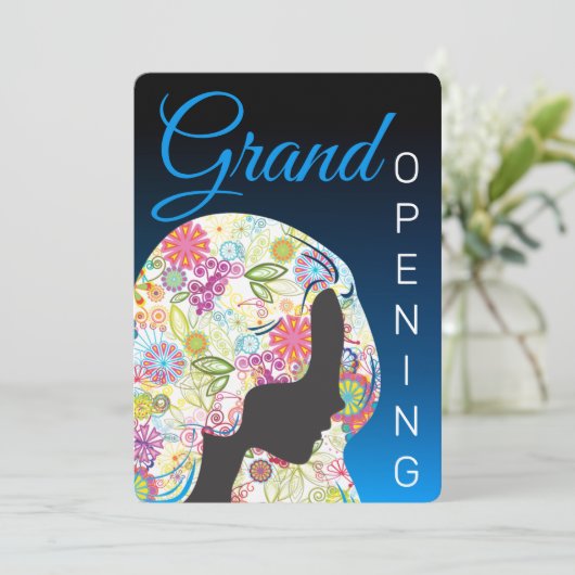 Blumenhaar stylistischer Schönheitssalon mit große Einladung (Stehend Vorderseite)