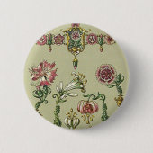 Blumenhaare im Jugendstil Viktorianische anton sed Button (Vorderseite)