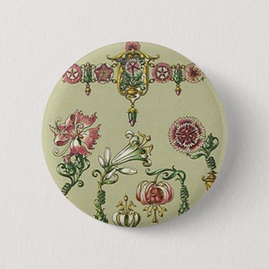 Blumenhaare im Jugendstil Viktorianische Edelstein Button (Vorderseite)