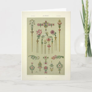 Blumenhaare im Jugendstil Viktorianische Edelstein Karte