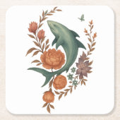 Blumenhaie Harmonie - Natur und Meeresfusion Kunst Rechteckiger Pappuntersetzer (Vorderseite)