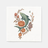 Blumenhaie Harmonie - Natur und Meeresfusion Kunst Serviette (Vorderseite)