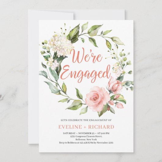 Blumenhain Blütenrötung mit Hydrangea-Effekt Einladung (Vorderseite)