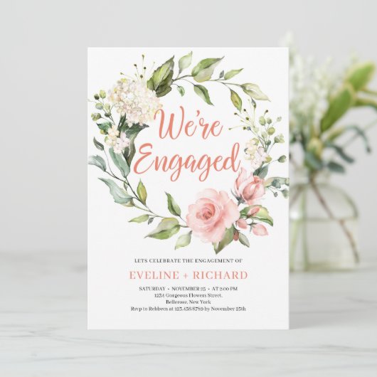 Blumenhain Blütenrötung mit Hydrangea-Effekt Einladung (Stehend Vorderseite)