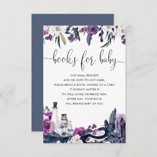 Blumenhain-Schlangenbücher für Babydusche Begleitkarte (Vorne/Hinten)