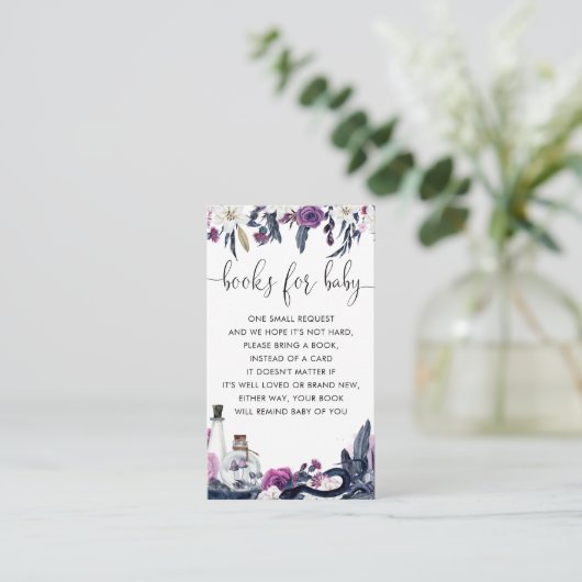 Blumenhain-Schlangenbücher für Babydusche Begleitkarte (Stehend Vorderseite)