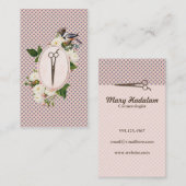 Blumenhairstylist scheren der weiblichen rosa visitenkarte (Vorne/Hinten)