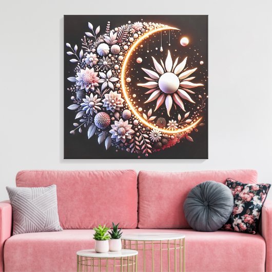 Blumenhalber Mond gesteppte Leinwand drucksvoll (Insitu (Wohnzimmer))