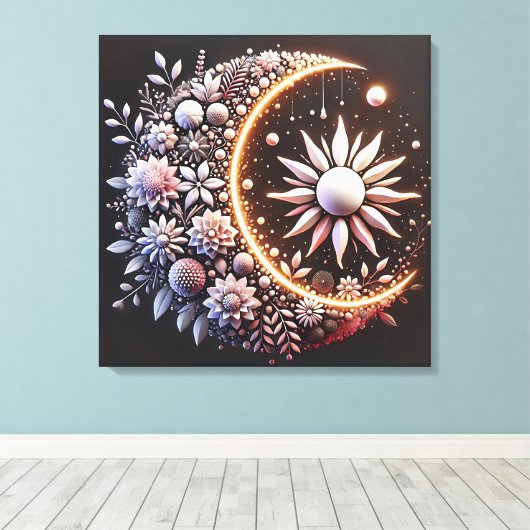 Blumenhalber Mond gesteppte Leinwand drucksvoll (Insitu (Holzboden))