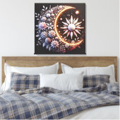 Blumenhalber Mond gesteppte Leinwand drucksvoll (Insitu (Schlafzimmer))