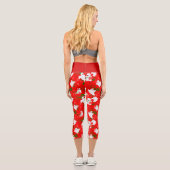 Blumenhalloween ghosts Blume rot Capri Leggings (Rückseite)