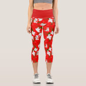 Blumenhalloween ghosts Blume rot Capri Leggings (Vorderseite)